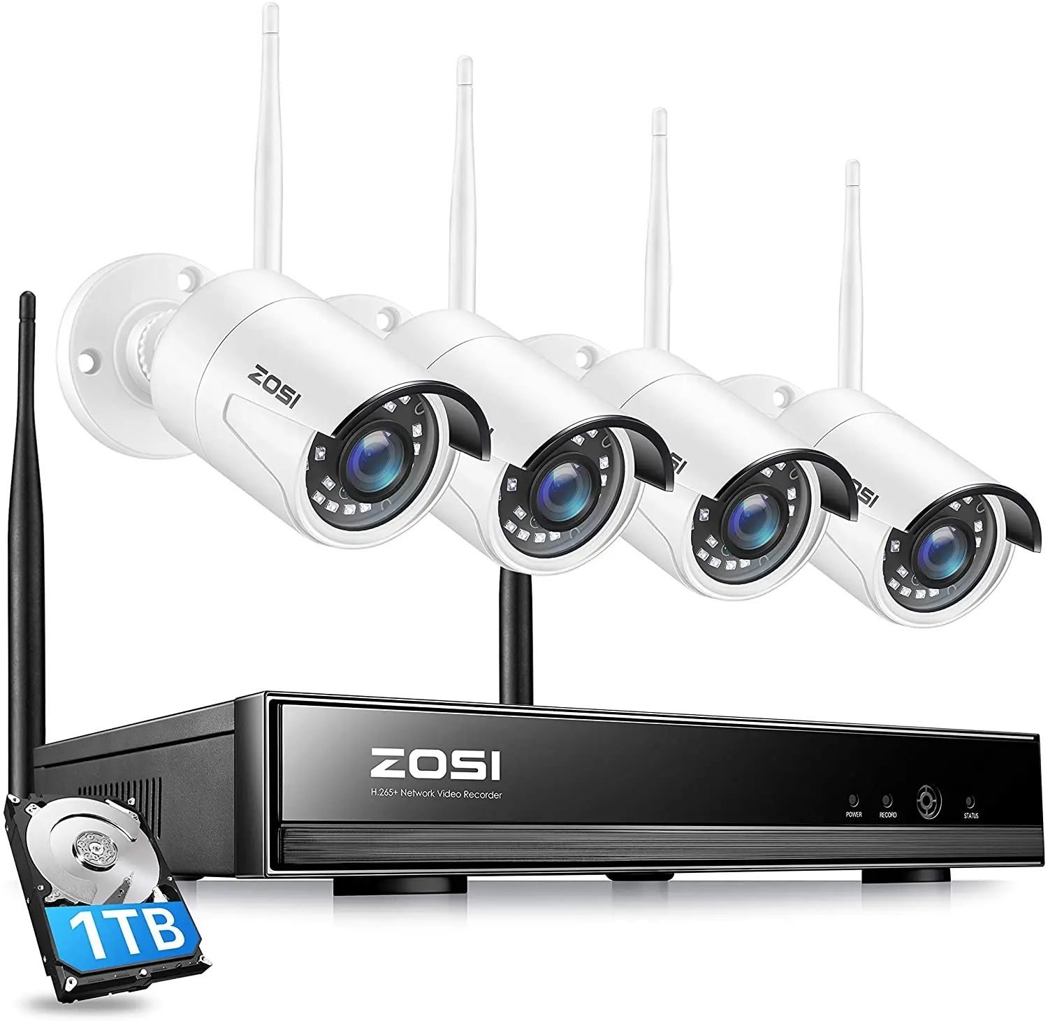 ZOSI Plug & Play Wireless 8CH CCTV Camera System P2P Wireless 1080P Outdoor Bullet Wifi Surveillance System IR Night Vision