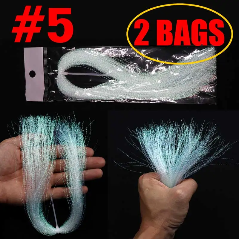 2 упаковки Krystal Flashabou пластиковые мигалки пряди для стримера Нимфа мухобойка тройной крючок DIY блесны приманки для рыбалки - Цвет: COLOR5