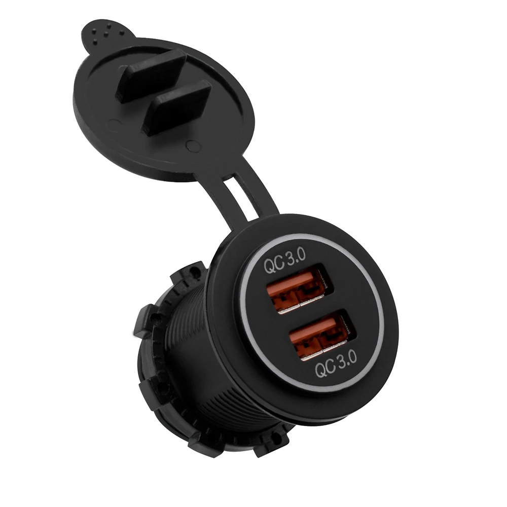 WUPP QC 3,0 Зарядное устройство 12V Dual USB Автомобильное зарядное устройство Зарядное устройство Водонепроницаемый авто зарядное устройство для Зарядное устройство с 2 портами USB для Ios и Android, Xiaomi samsung huawei заряда