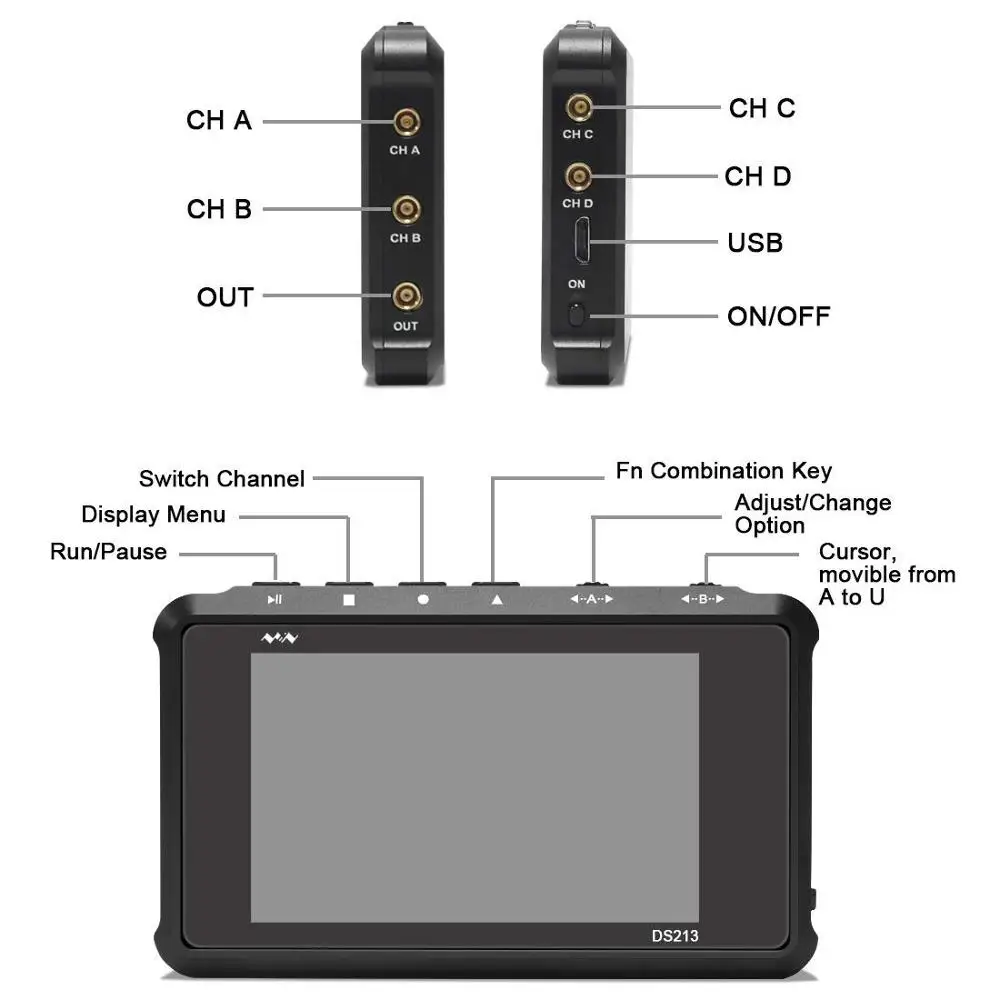 DS213 Pocket Mini Digital Oscilloscope 15MHz 100MSa/s Analog+digital Channel 