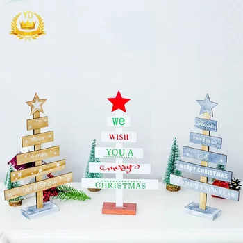 

Wooden Merry Christmas Tree Table Decor Ornaments New Year Home Decor Christmas Decoration