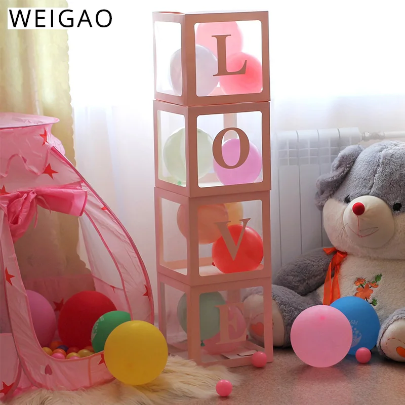 WEIGAO розовая коробка любви прозрачные воздушные шары коробка для хранения для детей Товары для вечеринки, дня рожденья декоративный для Бэйби шауэра вечерние сувениры