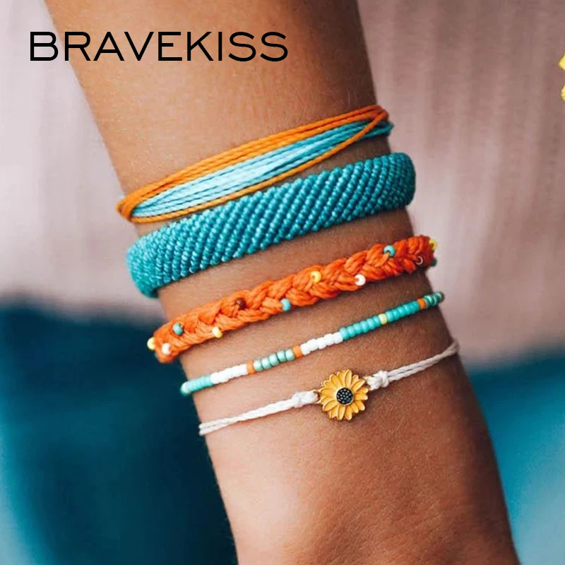 BRAVEKISS браслеты дружбы Vsco, набор для девочек, ручная работа, ромашки, браслеты, Boho Femme, аксессуары, браслеты, PB0497