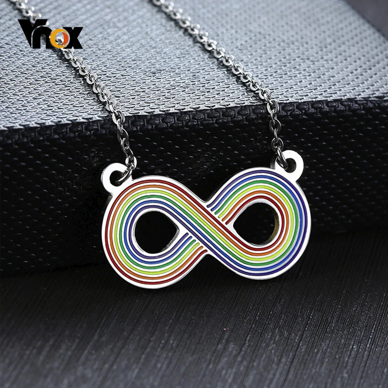 Vnox радужные Подвески Бесконечность для женщин и мужчин из нержавеющей стали ЛГБТ
