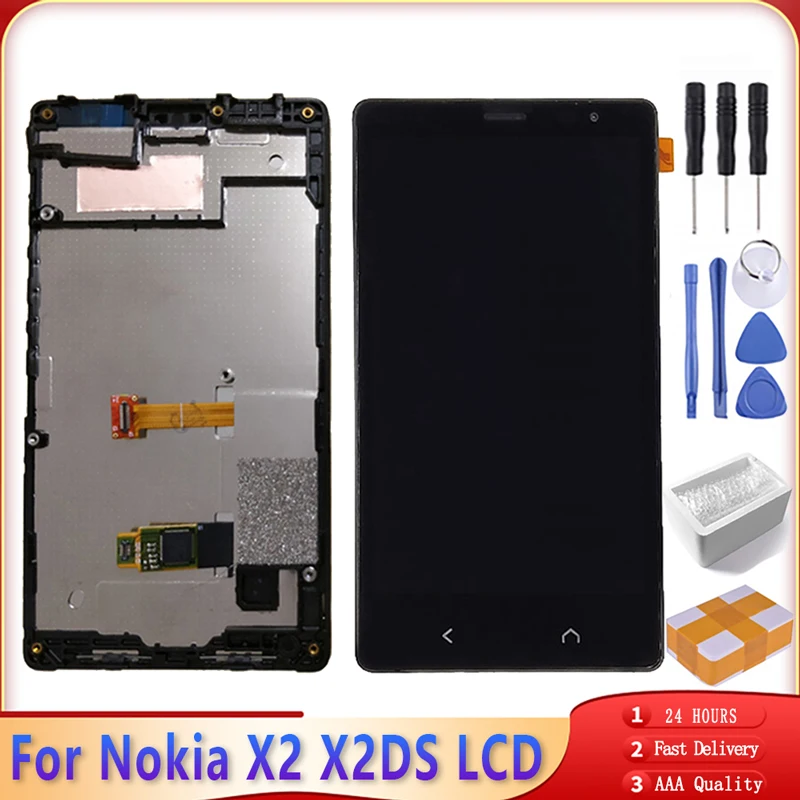ЖК-дисплей с сенсорным экраном и рамкой в сборе для Nokia X2 X2DS RM 1013 1014 | Мобильные