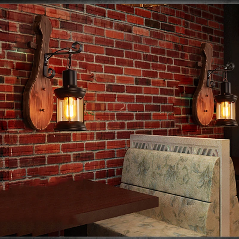 Винтажный деревянный стеклянный светодиодный настенный светильник Промышленный бра ночник с подставкой прикроватный Ресторан Лофт домашний декор свет стеновой в коридоре