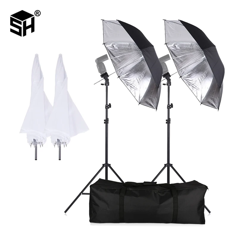 SH Flash ShoeMount Swivel Soft Umbrella Kit for photography with Light Stand and Holder Type B