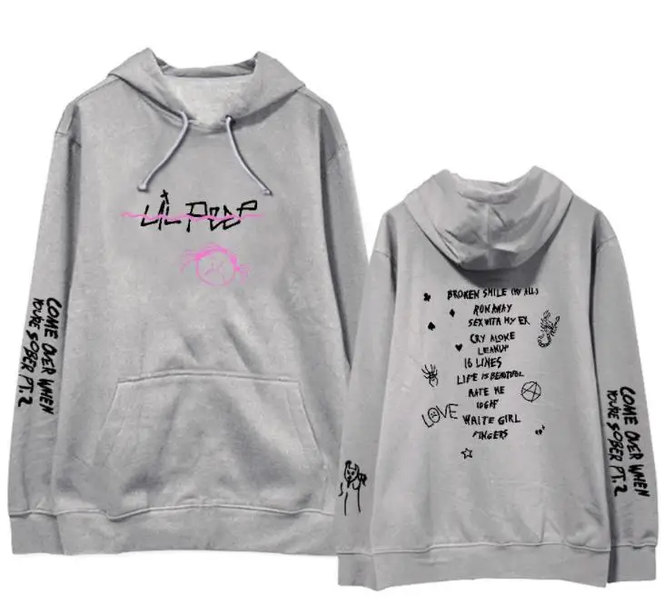Модный пуловер с принтом lil peep подходит, когда вы трезвы, толстовки унисекс, флисовая/тонкая свободная толстовка, 4 цвета - Цвет: fleece