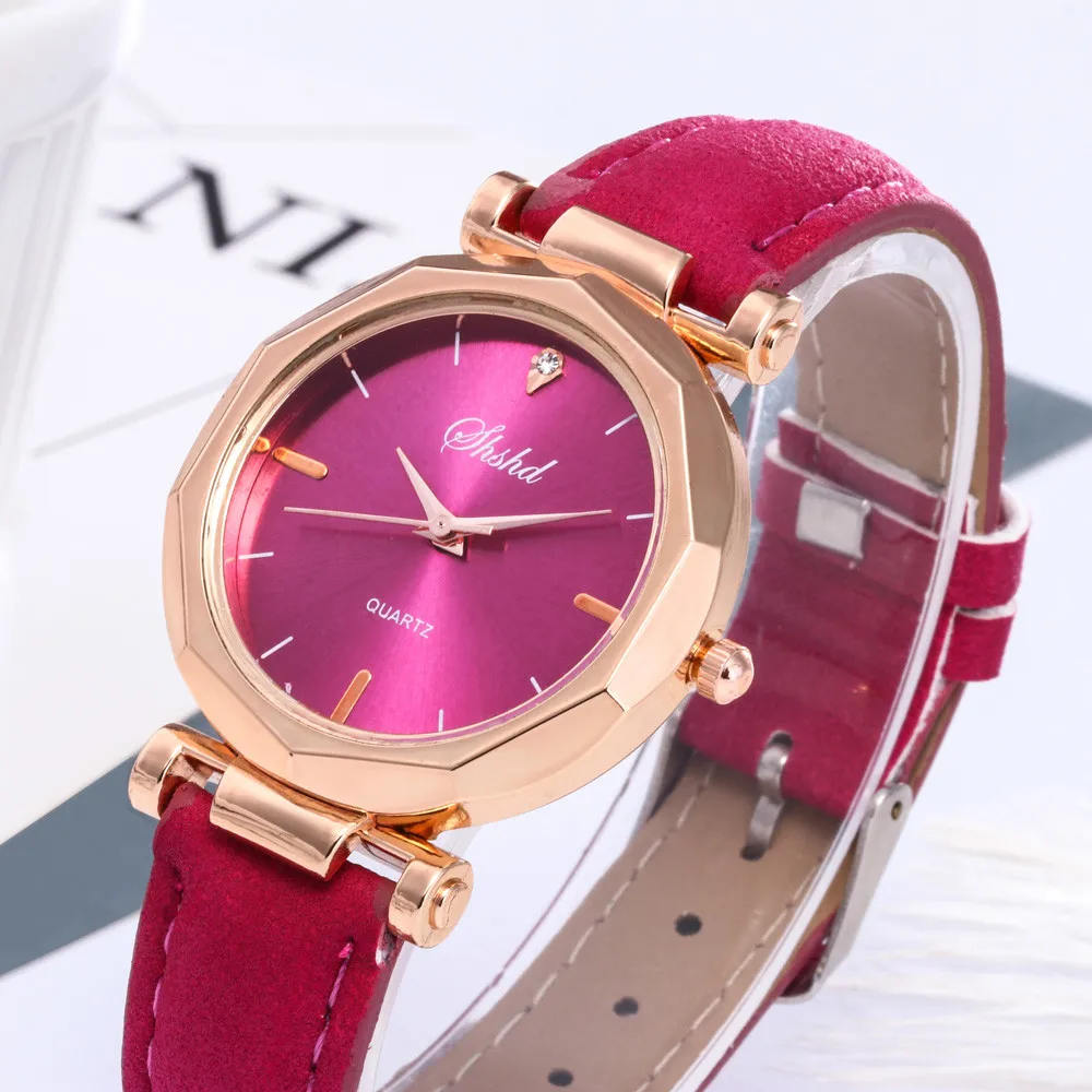 Горячая Распродажа, модные женские кожаные повседневные часы, Роскошные Аналоговые Кварцевые женские простые наручные часы с бриллиантовым браслетом