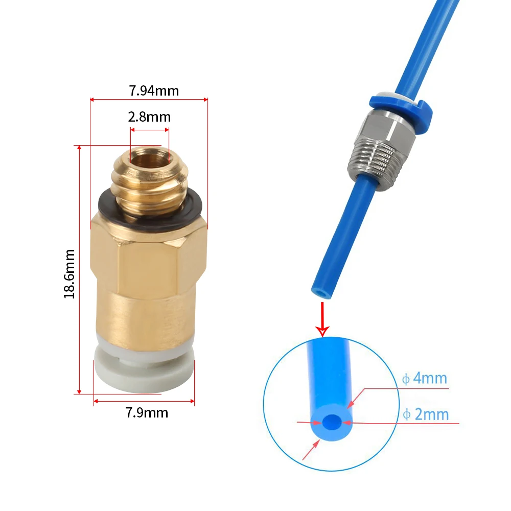 1M PTFE Tube Teflonto Pipe PC4-01 Straight Pneumatic Fitting Push Connect+Quick Fitting Bowden For Ender 3 CR10 3D Printer Parts