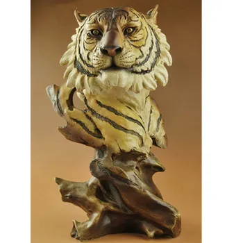 

Sculpture Tiger Head Statue Resin Art&craft Home Decoration Purely Manual, Art, Crafts Simulation Animal Art Synthetic Wood