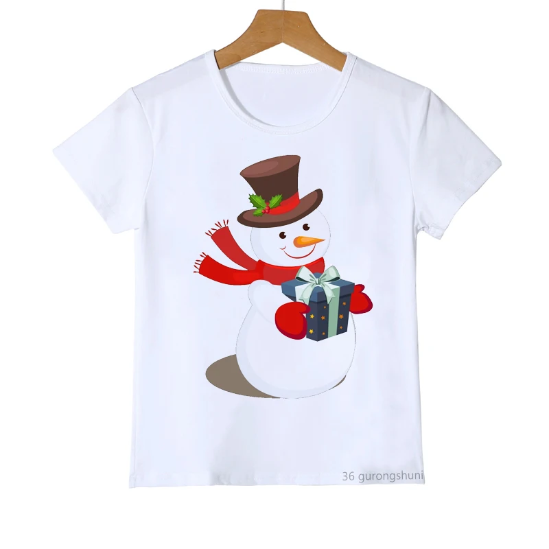 

Funny Grinch Snowman T-shirt for boys/girls Cute summer t shirt top Harajuku print white shirt Christmas fashion kids clothe