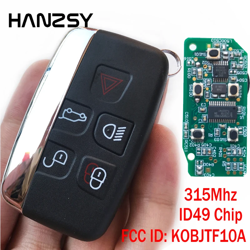 10 Pcs 5 Buttons For Land Rover Discovery 4 Freelander Range Rover Sport Evoque 2012-2015 Smart Key KOBJTF10A ID49 Chip 315Mhz remtekey ah22 15k601 ad smart key 315mhz 5 button for landrover range rover sport lr4 2010 2011 2012