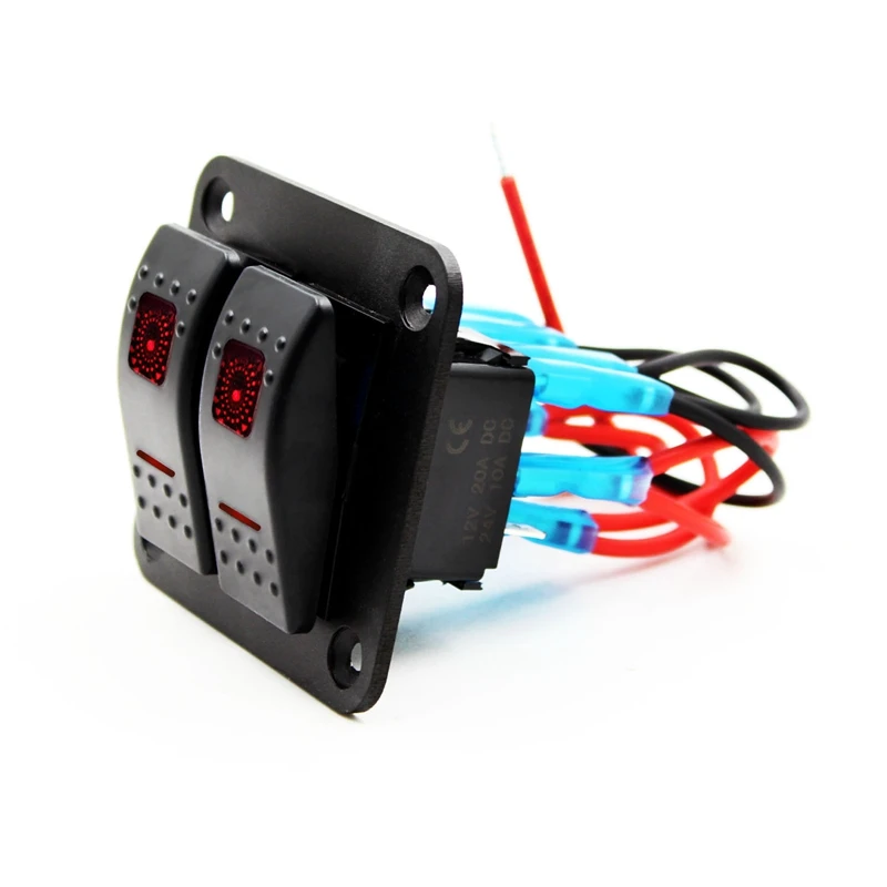 12 V-24 V 2 Gang красный кулисный переключатель Панель автомат защити цепи лодка морской Водонепроницаемый