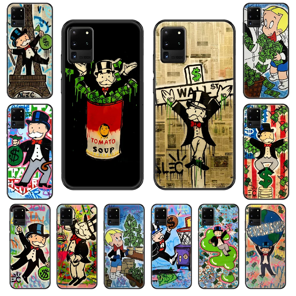 Cartoon Dollar Monopoly Phone case For Samsung Galaxy S 3 4 5 6 7 8 9 10 E Plus Lite Edge black soft cell cover painting | Мобильные