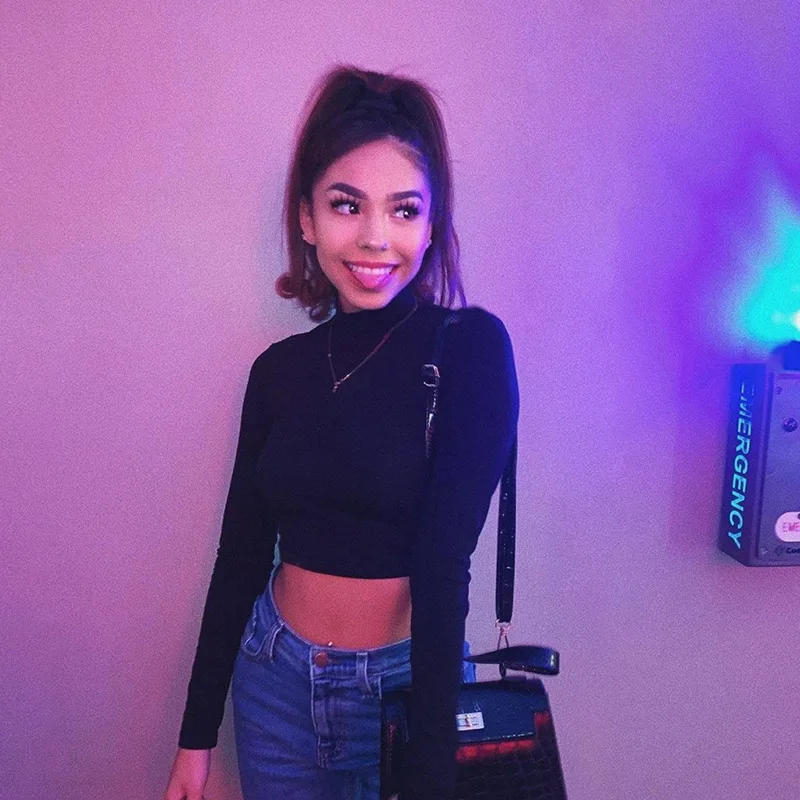 style long sleeve summer clothes vintage t-shirt dropshipping clothing tee women cotton shirt Solid color crop top white College