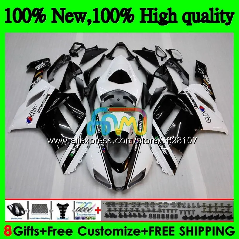 Корпус для KAWASAKI ZX 6R 6 R 600CC ZX636 10BS. 13 ZX-636 ZX600 600 CC ZX-6R ZX белого и черного цвета 636 ZX6R 07 08 2007 2008 Обтекатели комплект