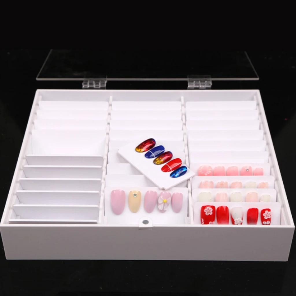 30Grids Acrylic Nail Tips Display Holder Removable False Nail Art Storage Box Organizer Case for Salon Manicure Tools