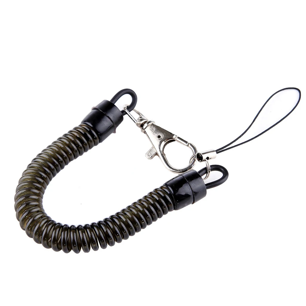 25cm Rubber Spiral Key Chain Retractable Clip On Stretchy Elastic Coil Spring Keyring For Outdoor Camping Hiking