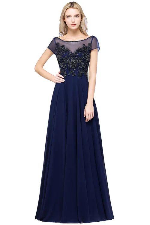 as pic Простой Бисероплетение Кристальный халат De Soiree Femme Chiffion A Line Длинные вечерние платья Vestido Longo Festa Noite Robe Longue - Цвет: as pic