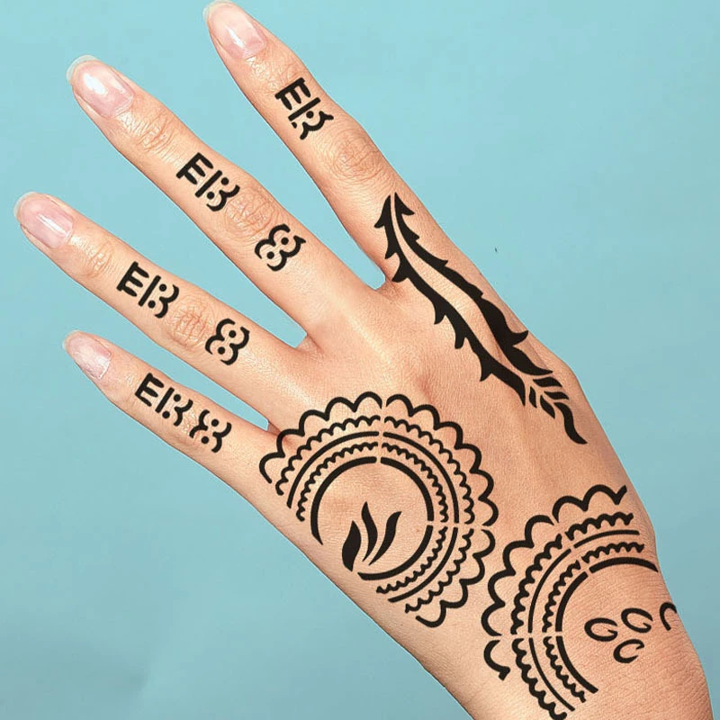Tatuagem stencil henna tatuagem auto adesivo modelo temporário mão corpo  arte pintura moda feminina venda quente nova personalidade - AliExpress
