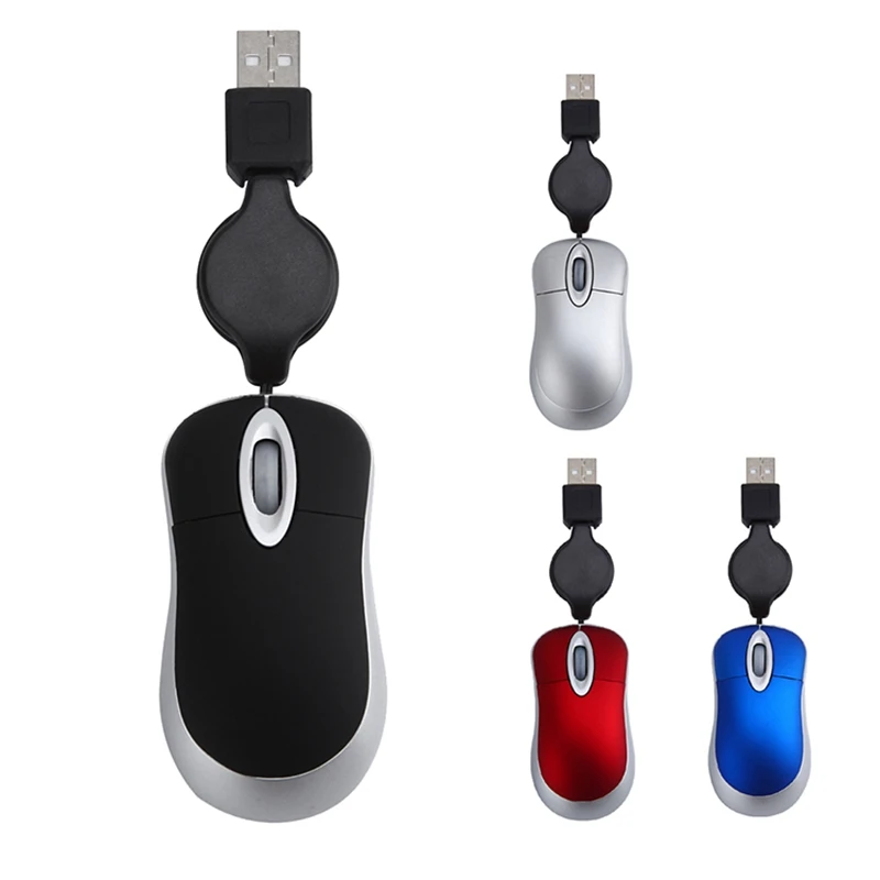 Мини USB Проводная Мышь Выдвижной кабель маленькая мышь 1600 dpi оптическая компактная дорожная мышь для Windows 98 2000 XP Vista Ve