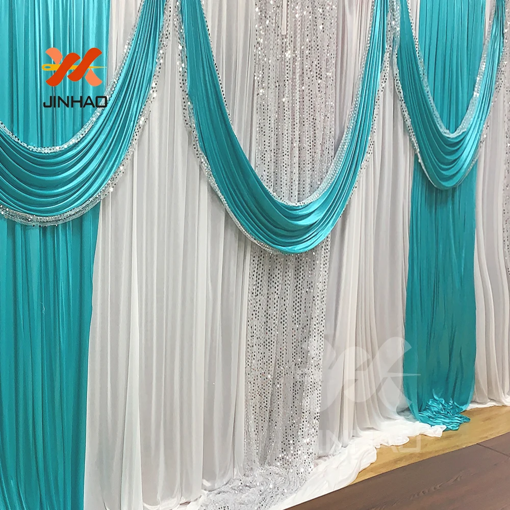 

2019 Special Offer Sequin Wedding Backdrop Curtain Wedding Decoration Romantic Anniversary Celebration Ice Silk Stage Curtains