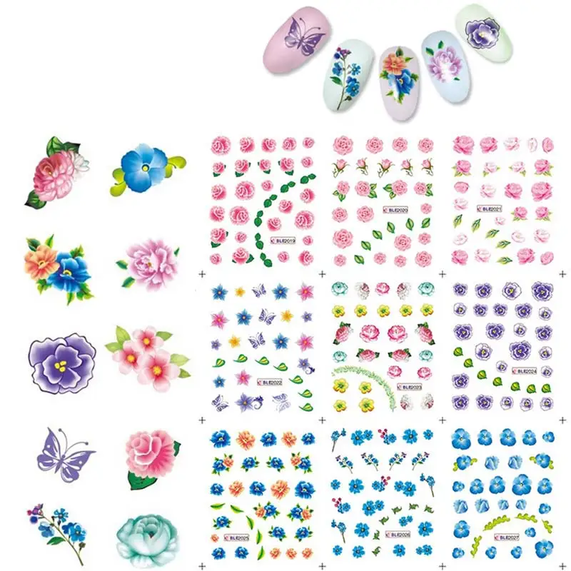 BLE2017 2027 11sheet 11 листов/КОМПЛЕКТ Красивые Цветы nail art наклейки наклейки серия аксессуары nail art переброски вод ногтей наклейки для наклейки наклейка - Цвет: BLE2017 2027 11sheet
