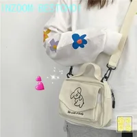 Ladies Fashion Canvas Small Square Bag Korean Version Multifunctional Cute Dog One-shoulder Diagonal Mobile Phone Package 1