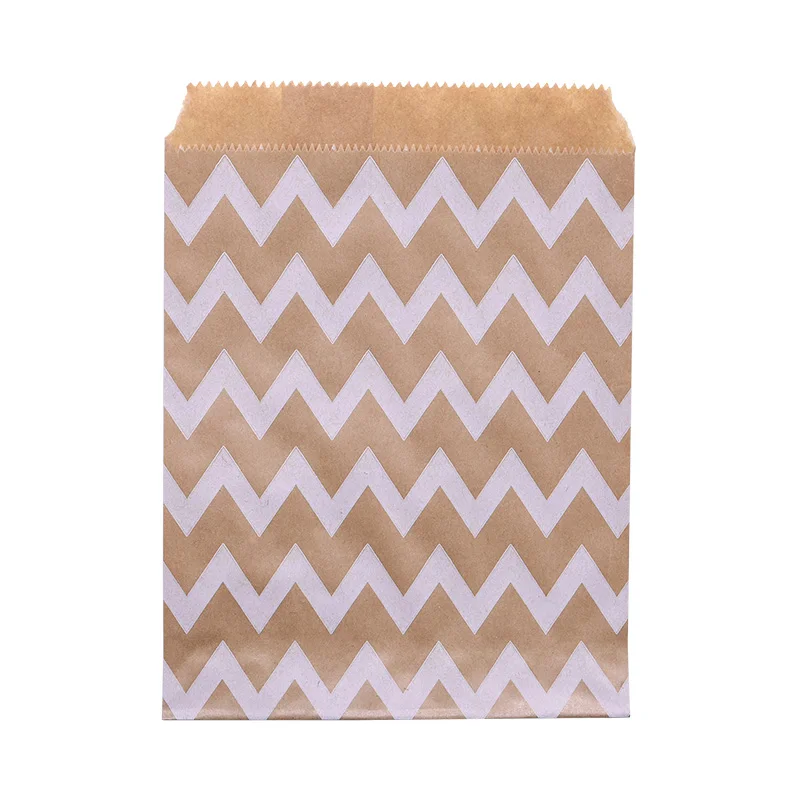 25/50pcs 18*13cm Kraft Paper Bags Wave Stripe Dot Gift Bag for Wedding Birthday Candy Snack Bag Festival Party Wrapping Supplies