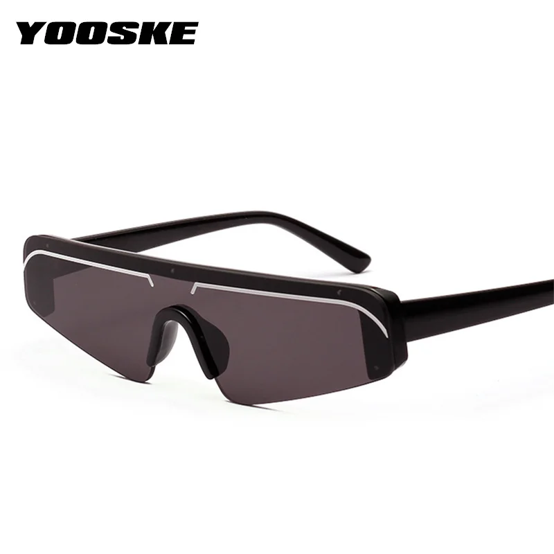 

YOOSKE Vintage Cat Eye Sunglasses Women Flat top Half Frame Sun Glasses Men Brand Designer Party Mirror Pink Glasses