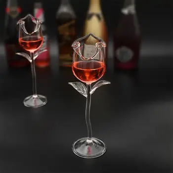 

1PC Fancy Red Wine Goblet Wine Cocktail Glasses 100ml Rose Flower Shape Wine Glass Party Barware Drinkware