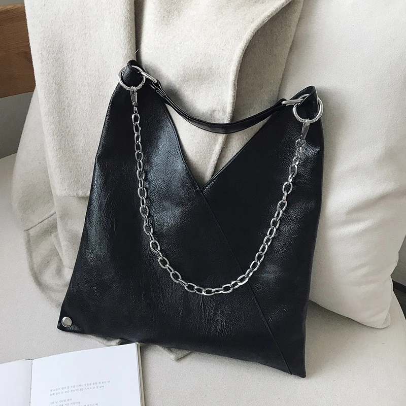 

Vintage Leather Shoulder Bags for Women 2020 Chain Designer Lady Crossbody Bag Female Cool High Capacity Solid Color Handbags