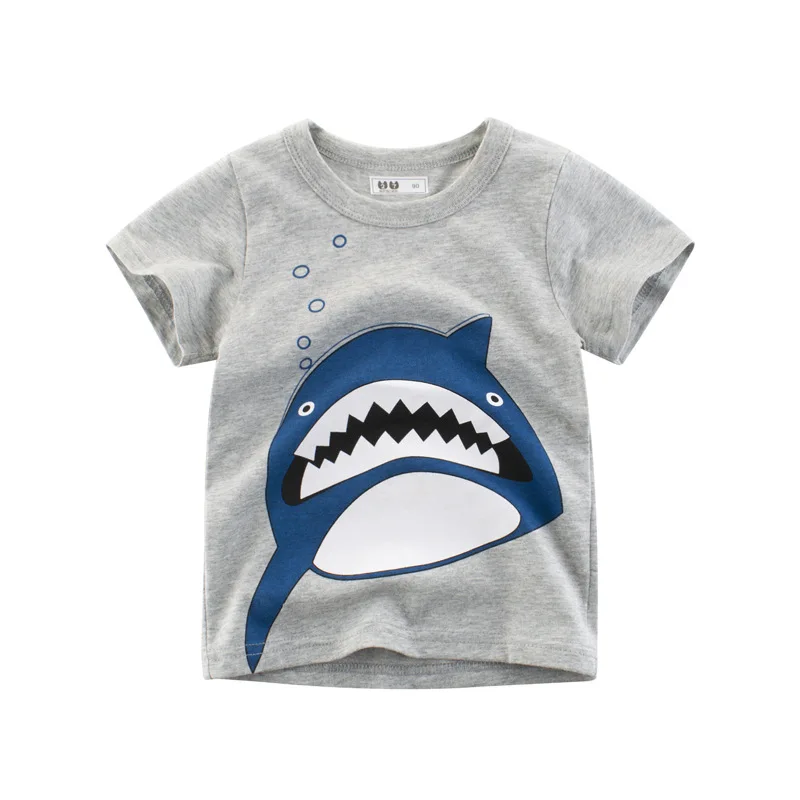 Kids T Shirt 1 2 3 4 5 6 7 8 9 Years Kids Boys Cotton Short Sleeve Shark Cartoon T-Shirts Summer Tops Clothing