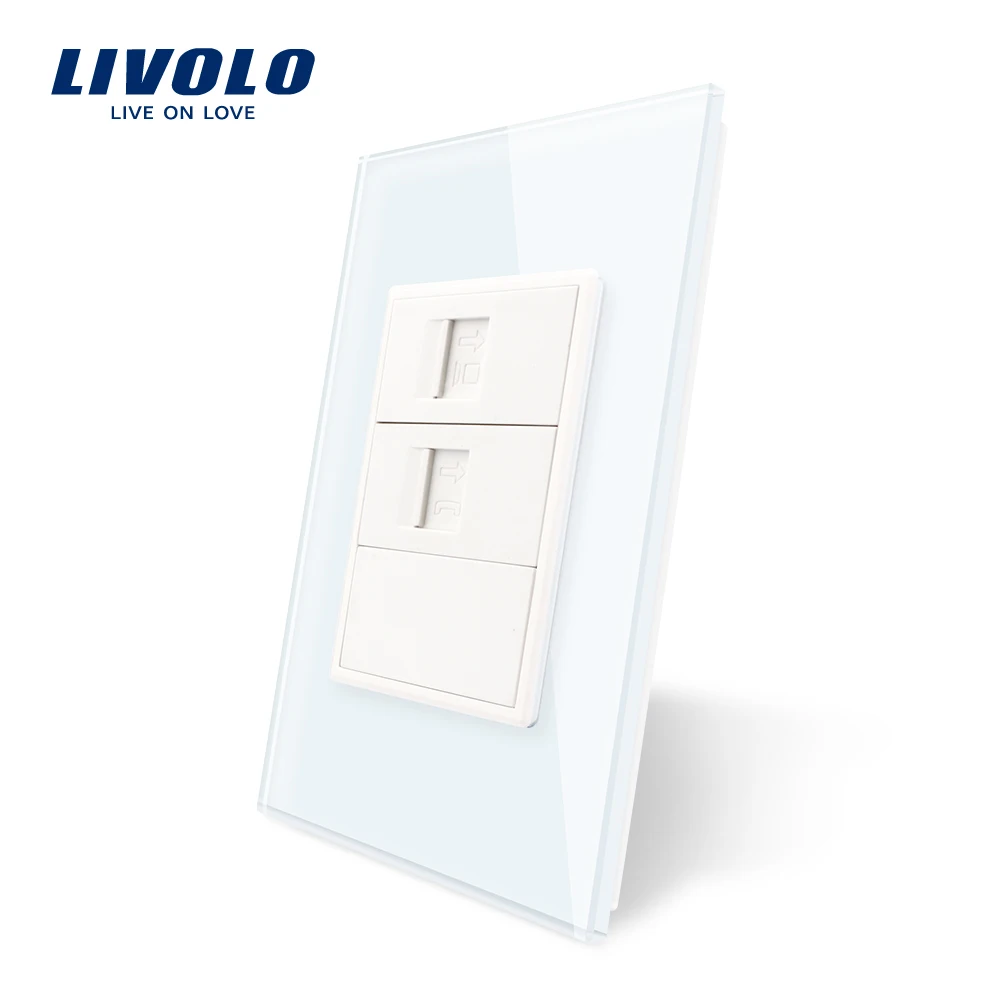 

Livolo US/AU Standard Luxurious Telphone & Computer & Blank Switch With 7colos Pearl Crystal Glas