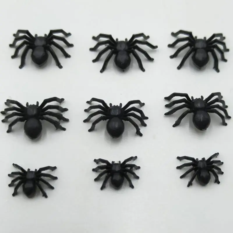 

50pcs/pack Hot Sale funny Plastic Black Spider Halloween Decor Festival Supplies Funny Prank Toys Halloween party Decor Prop
