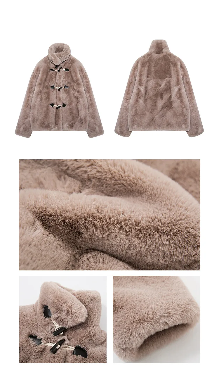 Ropa mujer invierno Для женщин Зимняя Теплая обувь на платформе из искусственного кроличьего меха; короткий плюшевый пиджак женские, повседневные, свободные искусственный мех в меховой верхней одежде