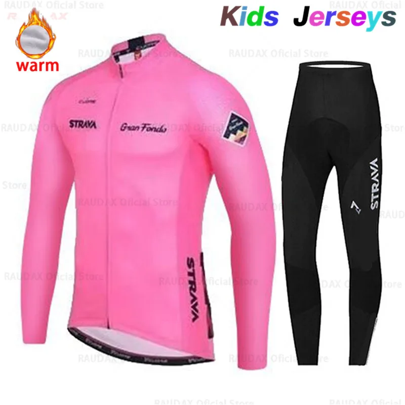

Winter Cycling Clothing Kids 2019 Cycling Jersey Set Long Sleeve Clothes Thermal Fleece MTB Uniform Cold Protection Keep Warm