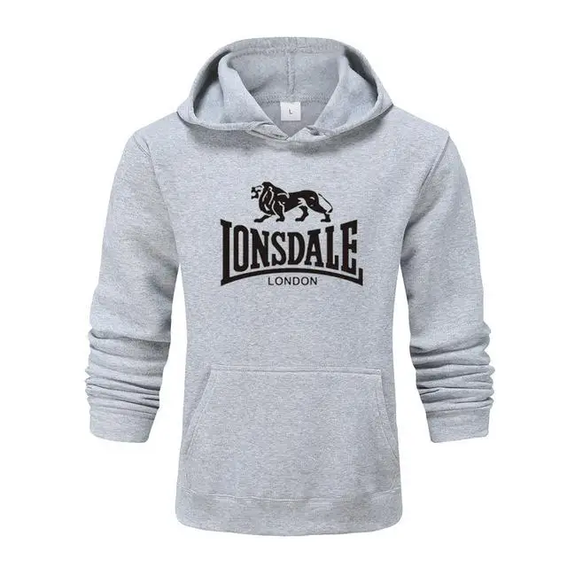 Light grey - H Осенне-зимние толстовки, горячая распродажа, модные мужские толстовки Lonsdale, теплые забавные пуловеры, Повседневная Толстовка в стиле хип-хоп, мужской спортивный костюм - Цвет: Light grey - H