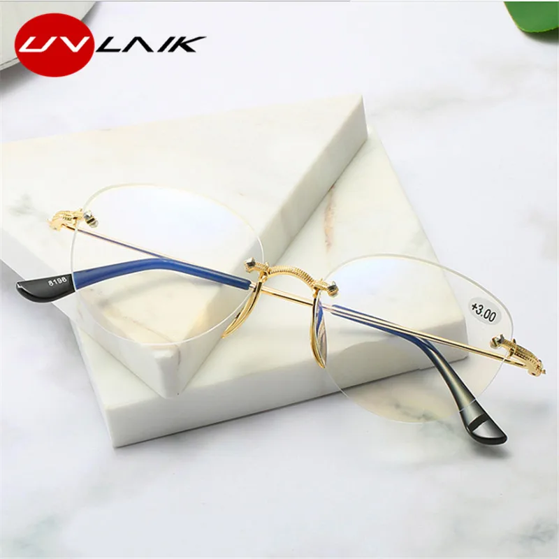 UVLAIK Rimless Reading Glasses Men Women Bifocal Transparent Eyeglasses Hyperopia Presbyopic 1.5 2.0 2.5 3.0 3.5 4.0 | Аксессуары для