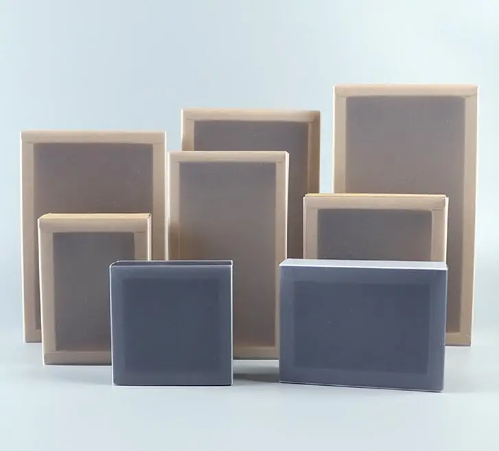 

10pcs Transparent Matte Kraft Paper Box PVC Sleeve Black Drawer Box Nougat Candy Packaging Box Gift Paper Box