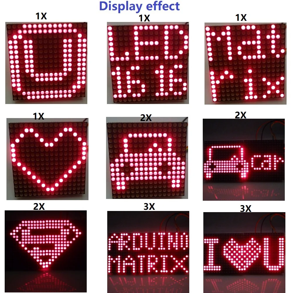 mini matrix display module 16x16 dot matrix led red pixel nixie tube ...