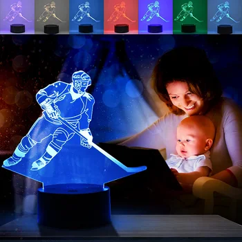 

Ice hockey Theme 3D Lamp LED Night Light 7 Color Change Touch Mood Lamp Christmas Present
