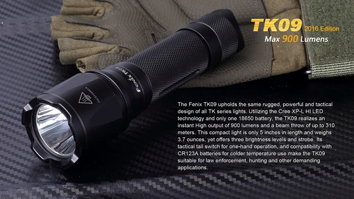 Fenix TK09 Cree XP-L HI 900 люмен светодиодный фонарик(18650, CR123A