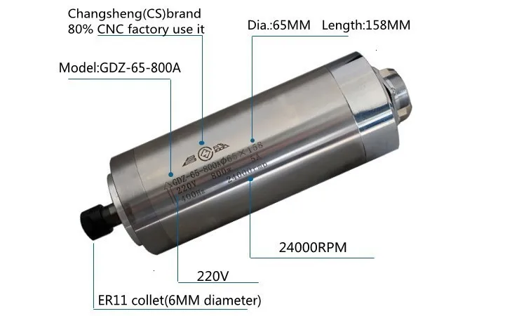 800w 158MM water cooled spindle motor