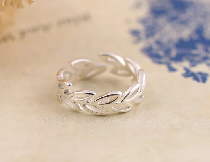 Кольцо из стерлингового серебра S925, Винтажное кольцо с листьями, богемное, для женщин, вечерние, подарок для путешествий, женское регулируемое кольцо на палец, ювелирное изделие