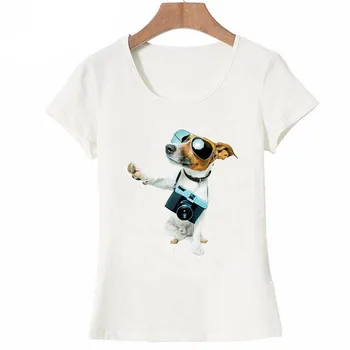 

Hipster cool Jack Russells dog photographer design t-shirt fashion women T-Shirt cute dog casual Tops Summer Tee Ladies T-Shirt