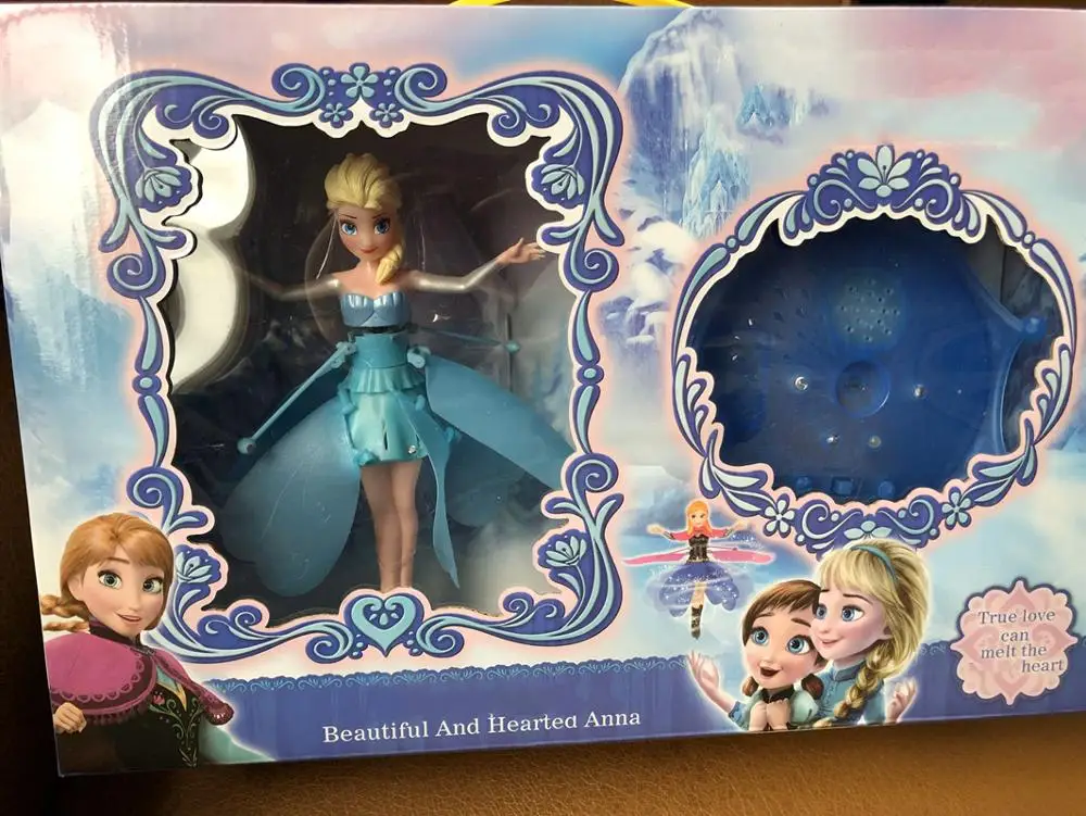 elsa with base2 Новейшая Летающая Принцесса Эльза с музыкальной игрушкой инфракрасное Индукционное управление управляемые летающие куклы для девочек игрушки на дистанционном управлении - Цвет: elsa with base2