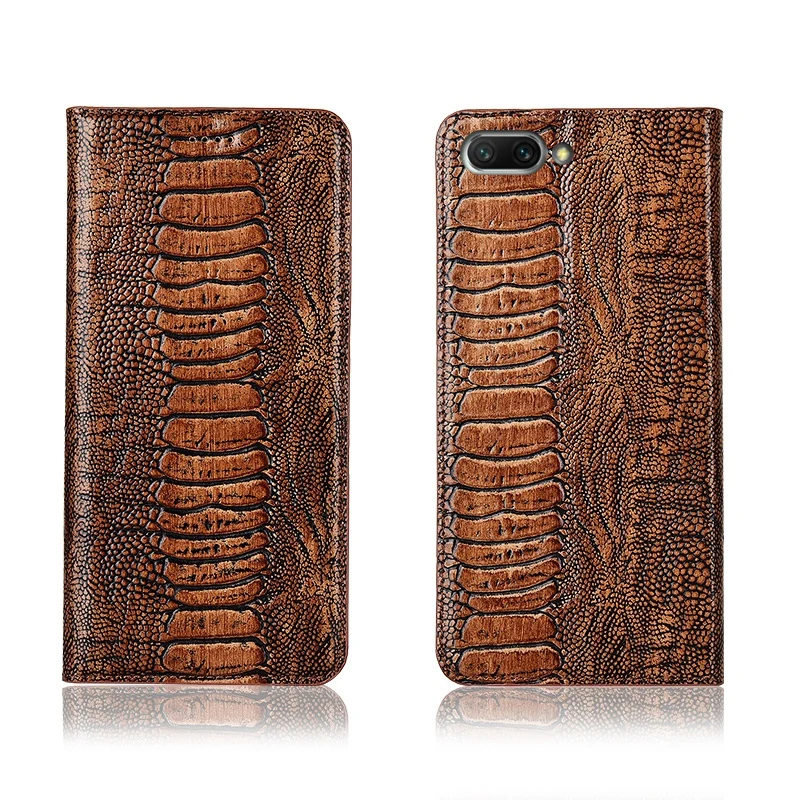 

Ostrich foot pattern genuine leather phone bag for Huawei Honor 10 magnetic phone case for Huawei Honor 10 Lite flip cover