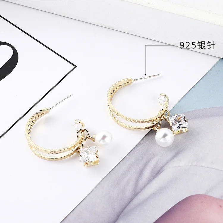 Прямые продажи серьги Aretes Oorbellen корейские новые Ins модные жемчужные серьги S925 иглы Циркон чистая ювелирные изделия оптом
